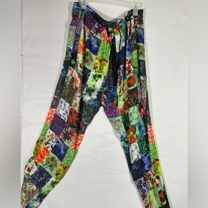 Skye's the Limit Soft Pant Boho Hippie Floral Patchwork W/Pockets LG NEW‎